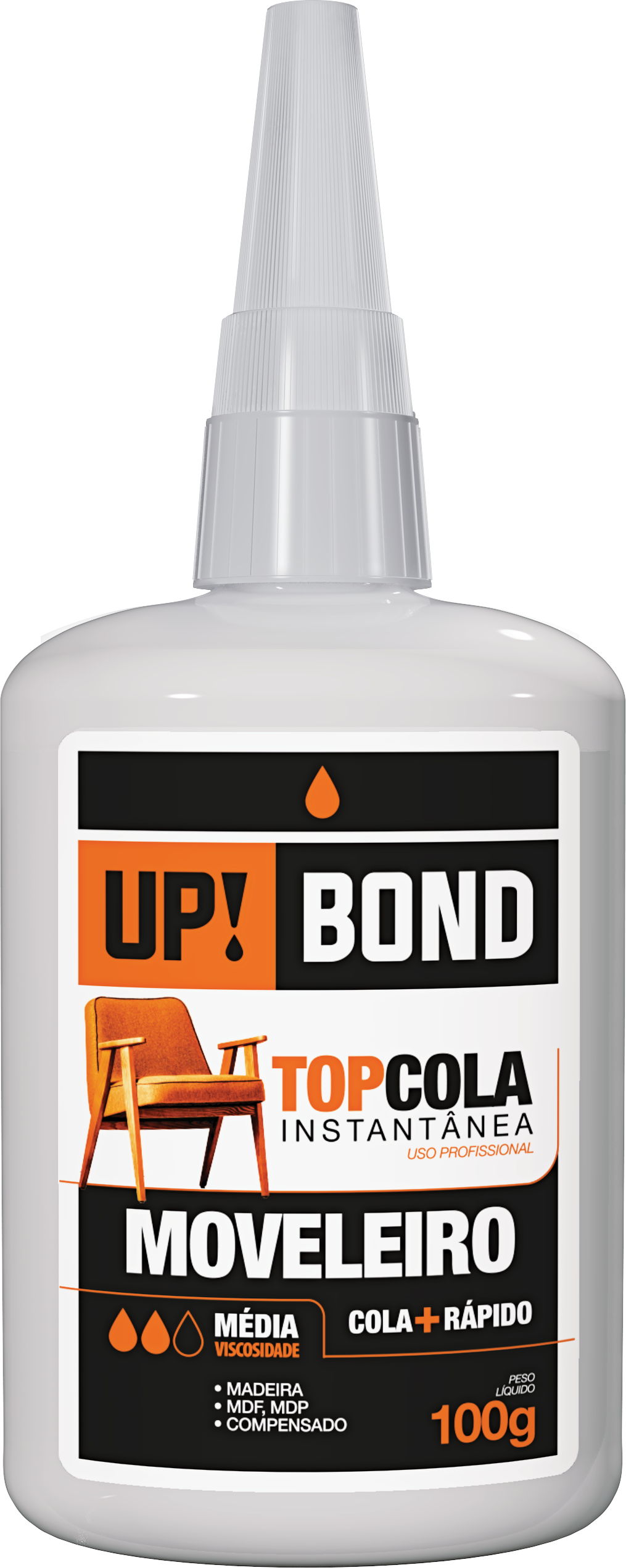 ADESIVO CIANOACRILATO - TOP COLA INSTANTÂNEA MOVELEIRO 100G - VISCOSIDADE MÉDIA